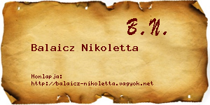 Balaicz Nikoletta névjegykártya